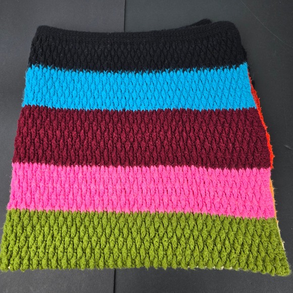 Vintage Inspired Crochet Popcorn Stitch Multicolor Retro Throw 36x38 - Picture 4 of 9